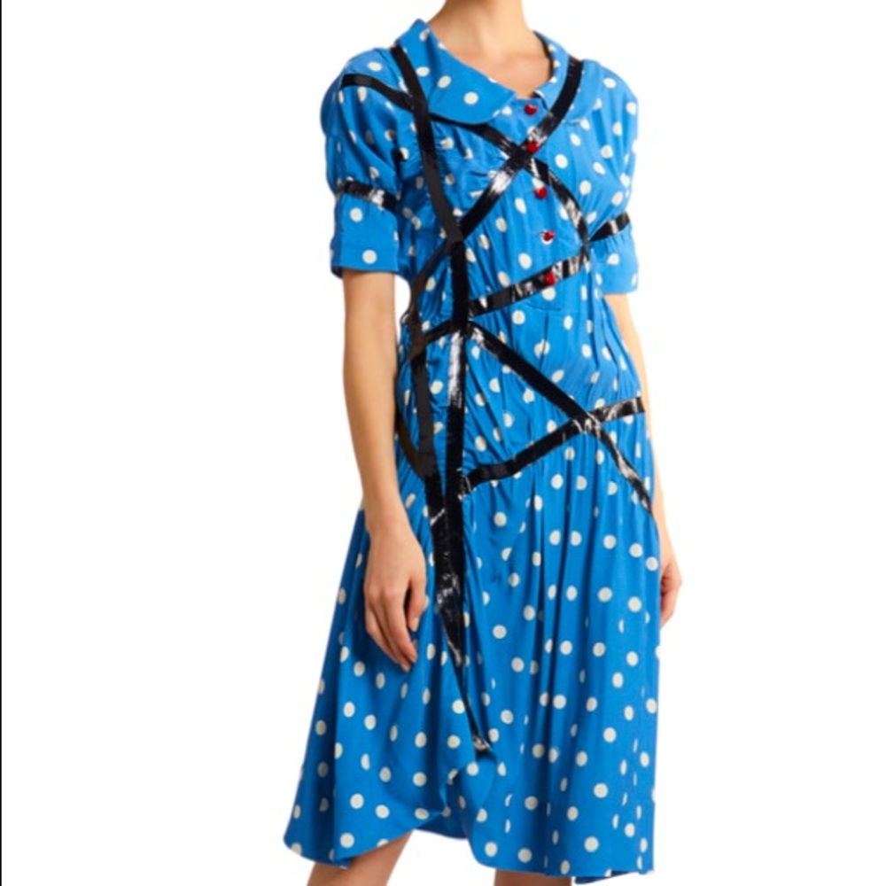 Marc Jacobs Runway The DIY Dress Blue Polka Dots Red hearts Buttons NWT $1200+